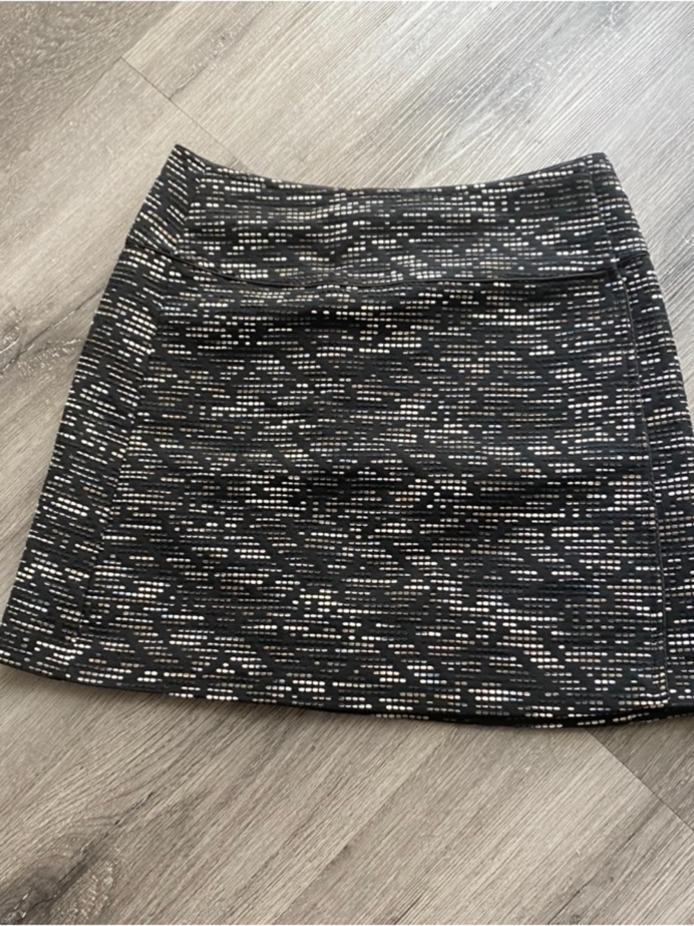 H&M Black & White Mini Skirt with Textured Dot Pattern